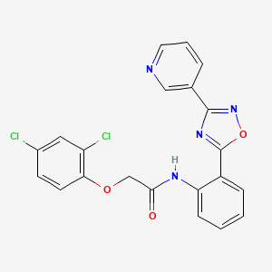 molecular formula C21H14Cl2N4O3 B604016 2-(2,4-dichlorophenoxy)-N-{2-[3-(3-pyridinyl)-1,2,4-oxadiazol-5-yl]phenyl}acetamide CAS No. 1119438-13-9