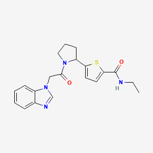molecular formula C20H22N4O2S B6040161 5-[1-(1H-benzimidazol-1-ylacetyl)-2-pyrrolidinyl]-N-ethyl-2-thiophenecarboxamide 