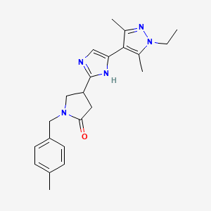 4-[4-(1-ethyl-3,5-dimethyl-1H-pyrazol-4-yl)-1H-imidazol-2-yl]-1-(4-methylbenzyl)pyrrolidin-2-one