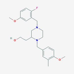molecular formula C23H31FN2O3 B6040176 2-[4-(2-fluoro-5-methoxybenzyl)-1-(4-methoxy-3-methylbenzyl)-2-piperazinyl]ethanol 
