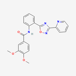 molecular formula C22H18N4O4 B604018 3,4-dimethoxy-N-{2-[3-(2-pyridinyl)-1,2,4-oxadiazol-5-yl]phenyl}benzamide CAS No. 1119413-67-0