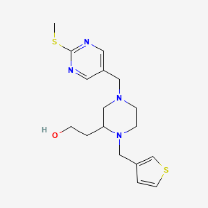 molecular formula C17H24N4OS2 B6040187 2-[4-{[2-(methylthio)-5-pyrimidinyl]methyl}-1-(3-thienylmethyl)-2-piperazinyl]ethanol 