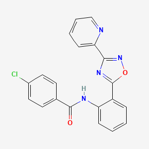 4-chloro-N-{2-[3-(2-pyridinyl)-1,2,4-oxadiazol-5-yl]phenyl}benzamide