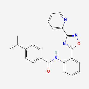 molecular formula C23H20N4O2 B604020 4-(propan-2-yl)-N-{2-[3-(pyridin-2-yl)-1,2,4-oxadiazol-5-yl]phenyl}benzamide CAS No. 1120259-37-1