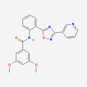 molecular formula C22H18N4O4 B604021 3,5-dimethoxy-N-{2-[3-(3-pyridinyl)-1,2,4-oxadiazol-5-yl]phenyl}benzamide CAS No. 1120266-48-9