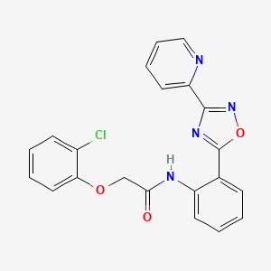 molecular formula C21H15ClN4O3 B604024 2-(2-chlorophenoxy)-N-{2-[3-(2-pyridinyl)-1,2,4-oxadiazol-5-yl]phenyl}acetamide CAS No. 1120267-10-8