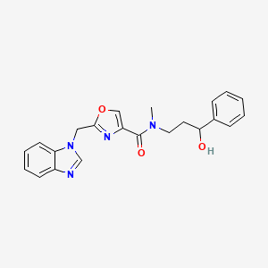 molecular formula C22H22N4O3 B6040253 2-(1H-benzimidazol-1-ylmethyl)-N-(3-hydroxy-3-phenylpropyl)-N-methyl-1,3-oxazole-4-carboxamide 