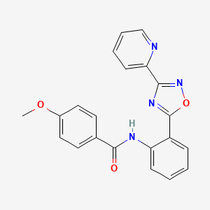 molecular formula C21H16N4O3 B604028 4-methoxy-N-{2-[3-(2-pyridinyl)-1,2,4-oxadiazol-5-yl]phenyl}benzamide CAS No. 1119413-01-2