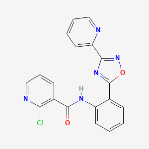 molecular formula C19H12ClN5O2 B604029 2-chloro-N-{2-[3-(2-pyridinyl)-1,2,4-oxadiazol-5-yl]phenyl}nicotinamide CAS No. 1119498-85-9