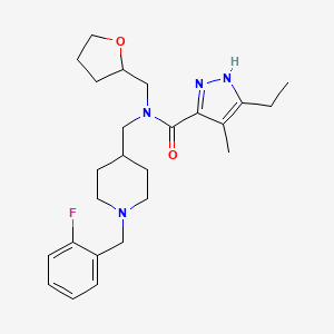 3-ethyl-N-{[1-(2-fluorobenzyl)-4-piperidinyl]methyl}-4-methyl-N-(tetrahydro-2-furanylmethyl)-1H-pyrazole-5-carboxamide