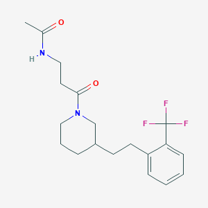 molecular formula C19H25F3N2O2 B6040296 N-[3-oxo-3-(3-{2-[2-(trifluoromethyl)phenyl]ethyl}-1-piperidinyl)propyl]acetamide 