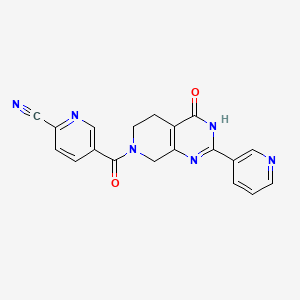 molecular formula C19H14N6O2 B6040317 5-[(4-oxo-2-pyridin-3-yl-4,5,6,8-tetrahydropyrido[3,4-d]pyrimidin-7(3H)-yl)carbonyl]pyridine-2-carbonitrile 