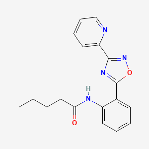 molecular formula C18H18N4O2 B604032 N-{2-[3-(2-pyridinyl)-1,2,4-oxadiazol-5-yl]phenyl}pentanamide CAS No. 1120280-54-7