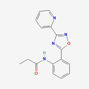 molecular formula C16H14N4O2 B604034 N-{2-[3-(2-pyridinyl)-1,2,4-oxadiazol-5-yl]phenyl}propanamide CAS No. 1119499-02-3
