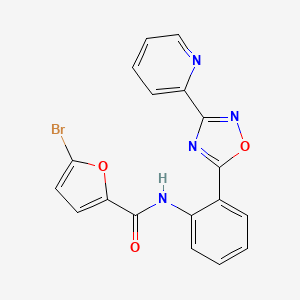 molecular formula C18H11BrN4O3 B604035 5-bromo-N-{2-[3-(2-pyridinyl)-1,2,4-oxadiazol-5-yl]phenyl}-2-furamide CAS No. 1119498-23-5