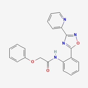 molecular formula C21H16N4O3 B604038 2-phenoxy-N-{2-[3-(2-pyridinyl)-1,2,4-oxadiazol-5-yl]phenyl}acetamide CAS No. 1120266-63-8