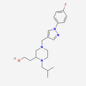 molecular formula C20H29FN4O B6040385 2-(4-{[1-(4-fluorophenyl)-1H-pyrazol-4-yl]methyl}-1-isobutyl-2-piperazinyl)ethanol 