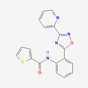 molecular formula C18H12N4O2S B604040 N-{2-[3-(2-pyridinyl)-1,2,4-oxadiazol-5-yl]phenyl}-2-thiophenecarboxamide CAS No. 1119498-30-4