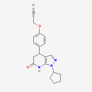 molecular formula C20H21N3O2 B6040431 1-cyclopentyl-4-[4-(2-propyn-1-yloxy)phenyl]-1,4,5,7-tetrahydro-6H-pyrazolo[3,4-b]pyridin-6-one 