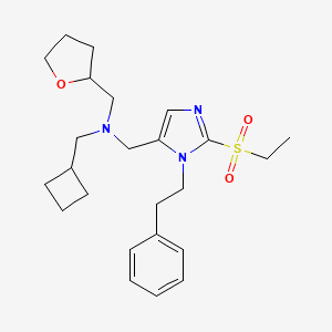 molecular formula C24H35N3O3S B6040447 (cyclobutylmethyl){[2-(ethylsulfonyl)-1-(2-phenylethyl)-1H-imidazol-5-yl]methyl}(tetrahydro-2-furanylmethyl)amine 