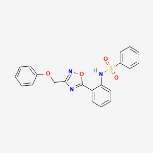 molecular formula C21H17N3O4S B604046 N-{2-[3-(phenoxymethyl)-1,2,4-oxadiazol-5-yl]phenyl}benzenesulfonamide CAS No. 1120234-24-3