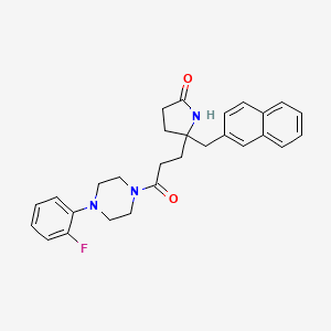 molecular formula C28H30FN3O2 B6040483 5-{3-[4-(2-fluorophenyl)-1-piperazinyl]-3-oxopropyl}-5-(2-naphthylmethyl)-2-pyrrolidinone 