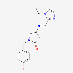 molecular formula C17H21FN4O B6040498 4-{[(1-ethyl-1H-imidazol-2-yl)methyl]amino}-1-(4-fluorobenzyl)-2-pyrrolidinone 