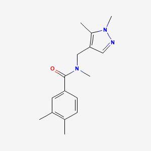 molecular formula C16H21N3O B6040503 N-[(1,5-dimethyl-1H-pyrazol-4-yl)methyl]-N,3,4-trimethylbenzamide 
