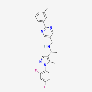 molecular formula C24H23F2N5 B6040508 1-[1-(2,4-difluorophenyl)-5-methyl-1H-pyrazol-4-yl]-N-{[2-(3-methylphenyl)-5-pyrimidinyl]methyl}ethanamine 