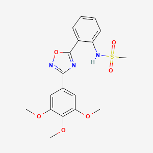 molecular formula C18H19N3O6S B604051 N-{2-[3-(3,4,5-trimethoxyphenyl)-1,2,4-oxadiazol-5-yl]phenyl}methanesulfonamide CAS No. 1119423-77-6