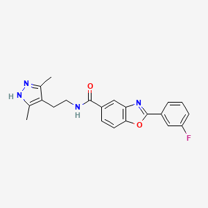 molecular formula C21H19FN4O2 B6040518 N-[2-(3,5-dimethyl-1H-pyrazol-4-yl)ethyl]-2-(3-fluorophenyl)-1,3-benzoxazole-5-carboxamide 