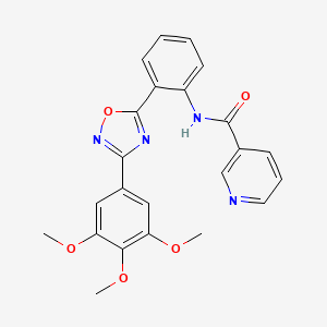 molecular formula C23H20N4O5 B604052 N-{2-[3-(3,4,5-trimethoxyphenyl)-1,2,4-oxadiazol-5-yl]phenyl}nicotinamide CAS No. 1119401-92-1
