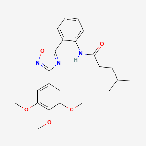 molecular formula C23H27N3O5 B604053 4-methyl-N-{2-[3-(3,4,5-trimethoxyphenyl)-1,2,4-oxadiazol-5-yl]phenyl}pentanamide CAS No. 1119440-60-6