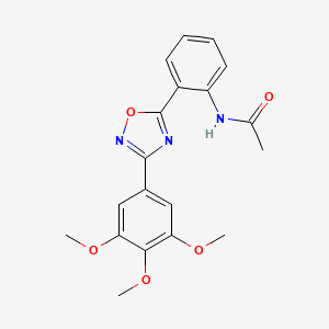 molecular formula C19H19N3O5 B604054 N-{2-[3-(3,4,5-trimethoxyphenyl)-1,2,4-oxadiazol-5-yl]phenyl}acetamide CAS No. 1119403-08-5