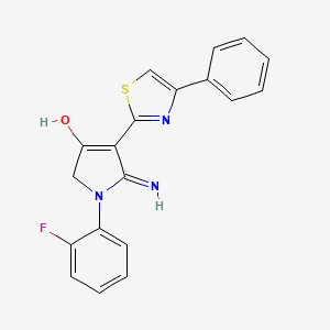 molecular formula C19H14FN3OS B6040550 5-amino-1-(2-fluorophenyl)-4-(4-phenyl-1,3-thiazol-2-yl)-1,2-dihydro-3H-pyrrol-3-one 