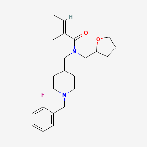 molecular formula C23H33FN2O2 B6040576 (2E)-N-{[1-(2-fluorobenzyl)-4-piperidinyl]methyl}-2-methyl-N-(tetrahydro-2-furanylmethyl)-2-butenamide 