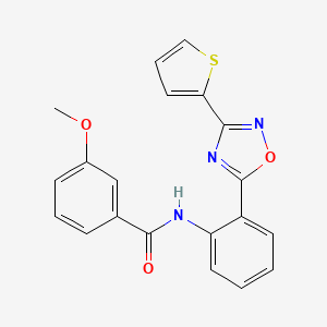 molecular formula C20H15N3O3S B604058 3-methoxy-N-{2-[3-(2-thienyl)-1,2,4-oxadiazol-5-yl]phenyl}benzamide CAS No. 1119433-99-6