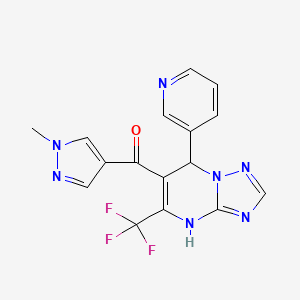 molecular formula C16H12F3N7O B6040582 (1-methyl-1H-pyrazol-4-yl)[7-(3-pyridinyl)-5-(trifluoromethyl)-4,7-dihydro[1,2,4]triazolo[1,5-a]pyrimidin-6-yl]methanone 