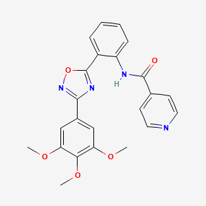 molecular formula C23H20N4O5 B604059 N-{2-[3-(3,4,5-trimethoxyphenyl)-1,2,4-oxadiazol-5-yl]phenyl}isonicotinamide CAS No. 1119423-49-2