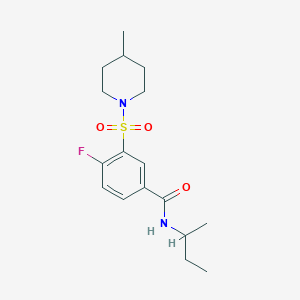 molecular formula C17H25FN2O3S B6040605 N-(sec-butyl)-4-fluoro-3-[(4-methyl-1-piperidinyl)sulfonyl]benzamide 