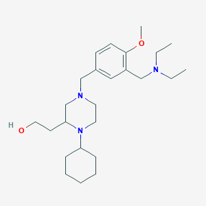 molecular formula C25H43N3O2 B6040627 2-(1-cyclohexyl-4-{3-[(diethylamino)methyl]-4-methoxybenzyl}-2-piperazinyl)ethanol 