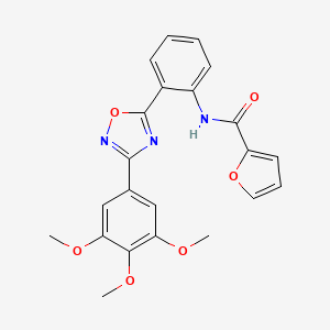 molecular formula C22H19N3O6 B604063 N-{2-[3-(3,4,5-trimethoxyphenyl)-1,2,4-oxadiazol-5-yl]phenyl}furan-2-carboxamide CAS No. 1119398-63-8