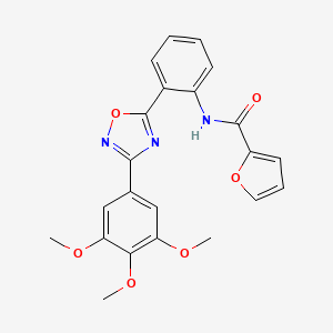 molecular formula C22H19N3O6 B604063 N-{2-[3-(3,4,5-trimethoxyphenyl)-1,2,4-oxadiazol-5-yl]phenyl}-2-furamide CAS No. 1119398-63-8