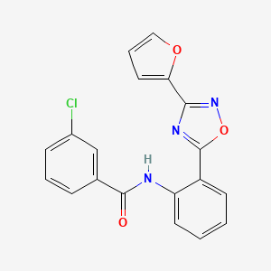 molecular formula C19H12ClN3O3 B604066 3-chloro-N-{2-[3-(2-furyl)-1,2,4-oxadiazol-5-yl]phenyl}benzamide CAS No. 1119401-12-5