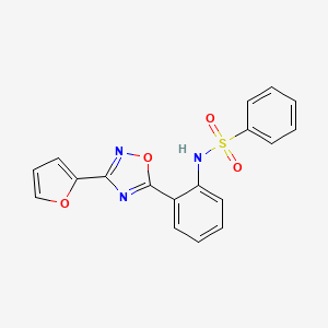 molecular formula C18H13N3O4S B604067 N-{2-[3-(2-furyl)-1,2,4-oxadiazol-5-yl]phenyl}benzenesulfonamide CAS No. 1119498-72-4