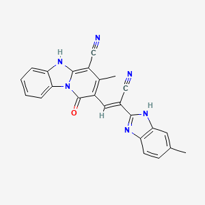 molecular formula C24H16N6O B6040675 2-[2-cyano-2-(6-methyl-1H-benzimidazol-2-yl)vinyl]-3-methyl-1-oxo-1,5-dihydropyrido[1,2-a]benzimidazole-4-carbonitrile 