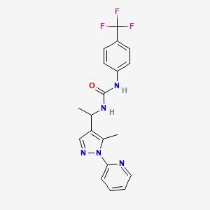 molecular formula C19H18F3N5O B6040712 N-{1-[5-methyl-1-(2-pyridinyl)-1H-pyrazol-4-yl]ethyl}-N'-[4-(trifluoromethyl)phenyl]urea 