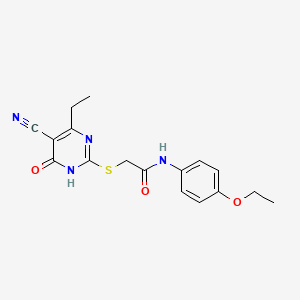 molecular formula C17H18N4O3S B6040724 2-[(5-cyano-4-ethyl-6-oxo-1,6-dihydro-2-pyrimidinyl)thio]-N-(4-ethoxyphenyl)acetamide 