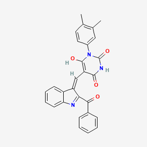 5-[(2-benzoyl-1H-indol-3-yl)methylene]-1-(3,4-dimethylphenyl)-2,4,6(1H,3H,5H)-pyrimidinetrione