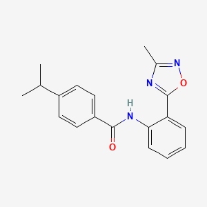 molecular formula C19H19N3O2 B604077 4-isopropyl-N-[2-(3-methyl-1,2,4-oxadiazol-5-yl)phenyl]benzamide CAS No. 1120259-40-6